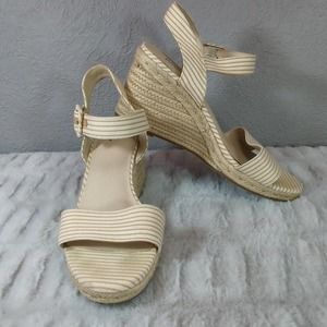 LifeStride Shoes Women 10 M Tango Wedge Tan Espadrilles Ankle Strap Sandals